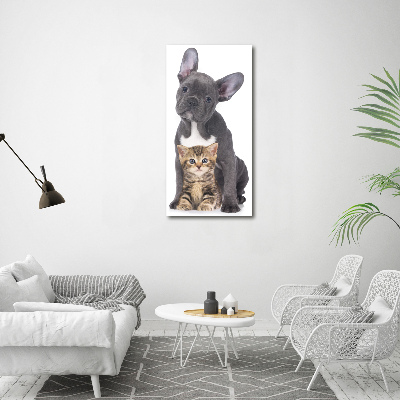Bild auf Acrylglas vertikal Hund und Katze