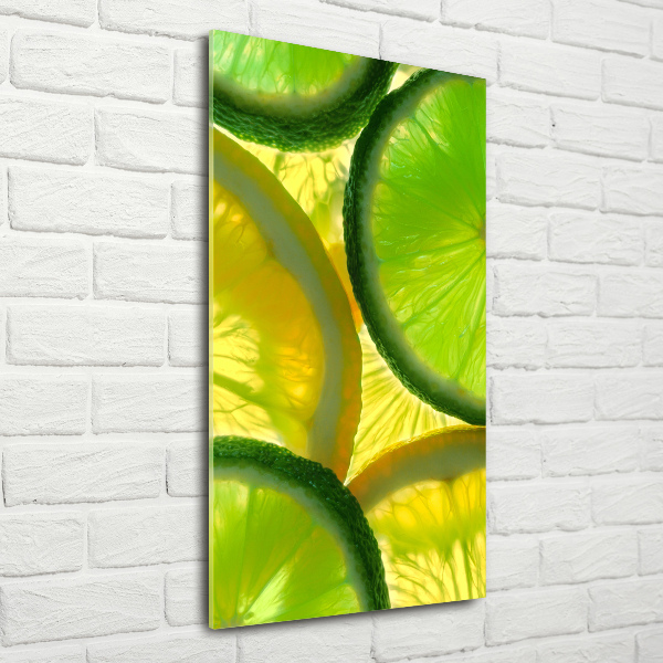 Modernes Acrylbild vertikal Limette und Zitrone