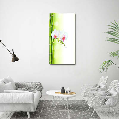 Bild auf Acrylglas vertikal Orchidee und Bambus