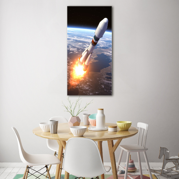 Modernes Acrylbild vertikal Weltraumrakete