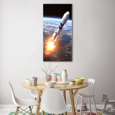 Modernes Acrylbild vertikal Weltraumrakete