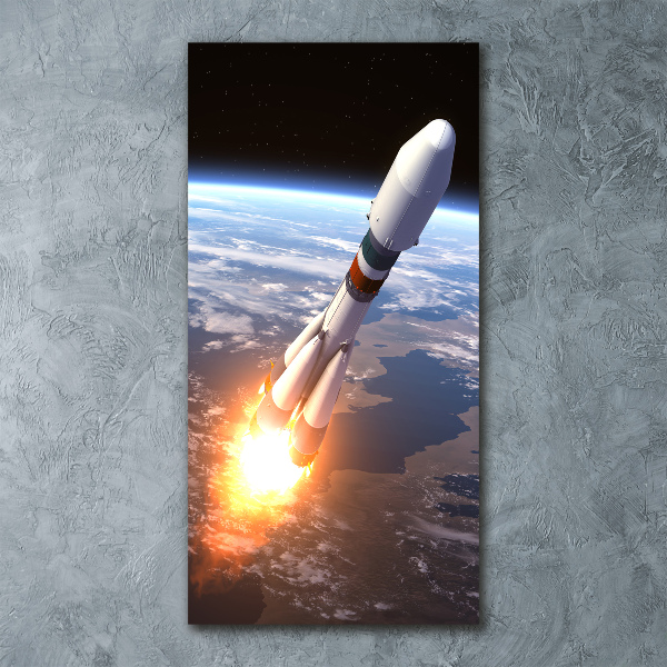 Modernes Acrylbild vertikal Weltraumrakete