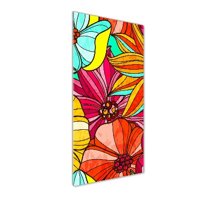 Modernes Acrylbild vertikal Bunte Blumen