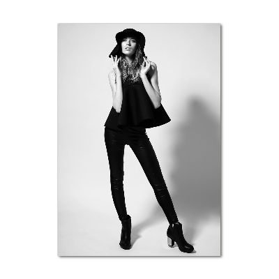 Acrylbild vertikal Frau in Schwarz