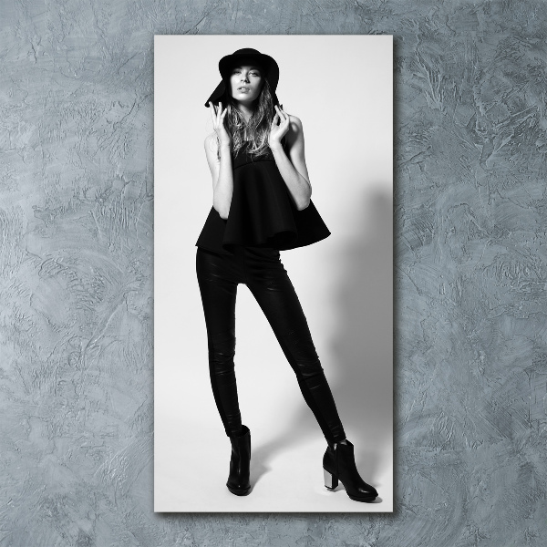 Acrylbild vertikal Frau in Schwarz