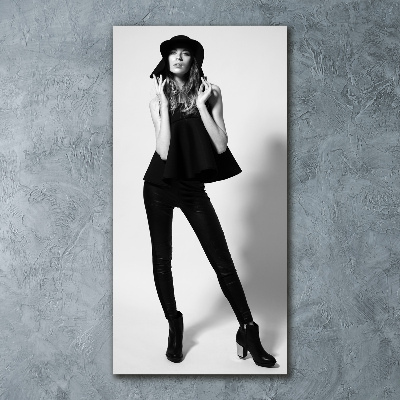 Acrylbild vertikal Frau in Schwarz