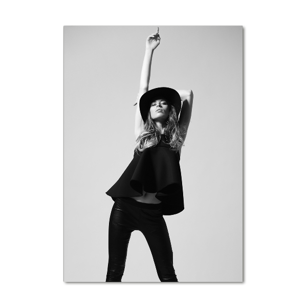 Bild auf Acrylglas vertikal Frau in Schwarz