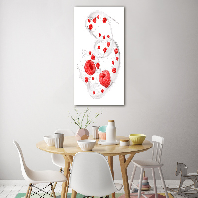 Bild auf Acrylglas vertikal Milch und Himbeeren