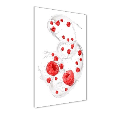 Bild auf Acrylglas vertikal Milch und Himbeeren