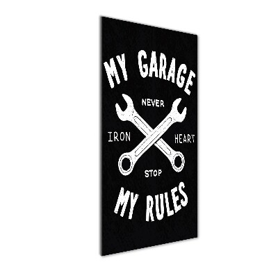 Acrylbild vertikal Meine Garage