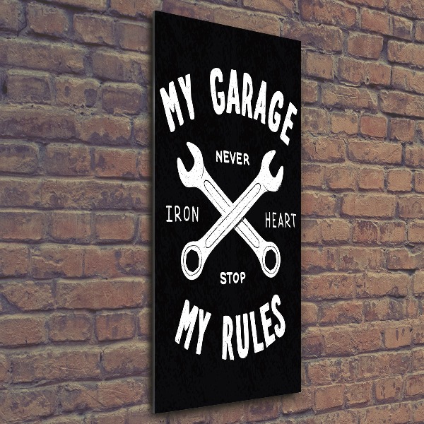 Acrylbild vertikal Meine Garage
