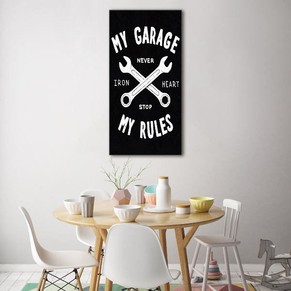 Acrylbild vertikal Meine Garage