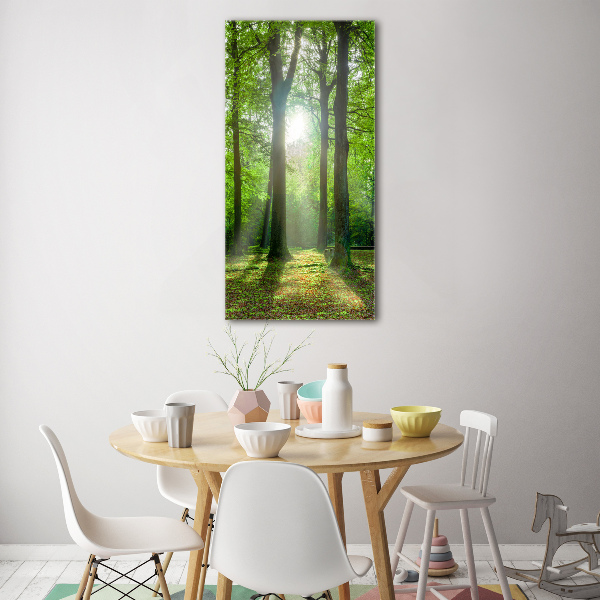 Modernes Acrylbild vertikal Die Sonne im Wald