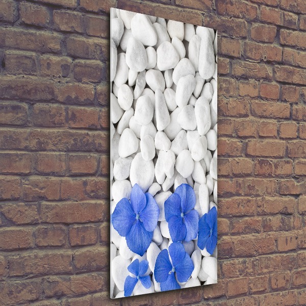 Modernes Acrylbild vertikal Hortensiensteine