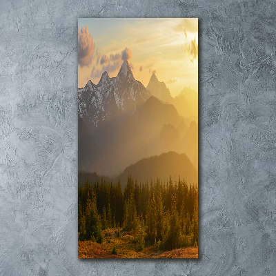 Acrylbild vertikal Sonnenuntergang in den Bergen