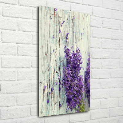 Modernes Acrylbild vertikal Lavendel auf Holz