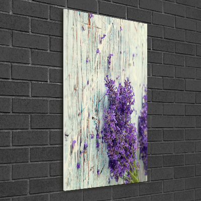 Modernes Acrylbild vertikal Lavendel auf Holz