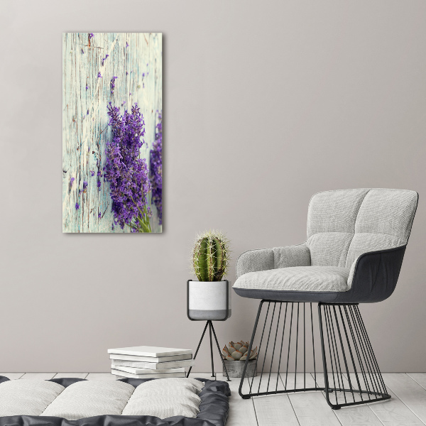 Modernes Acrylbild vertikal Lavendel auf Holz