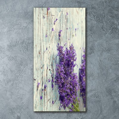Modernes Acrylbild vertikal Lavendel auf Holz