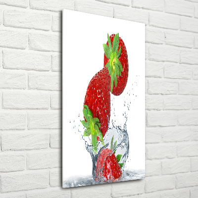 Acrylbild vertikal Erdbeeren