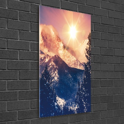 Plexiglasbilder vertikal Die Sonne über den Bergen