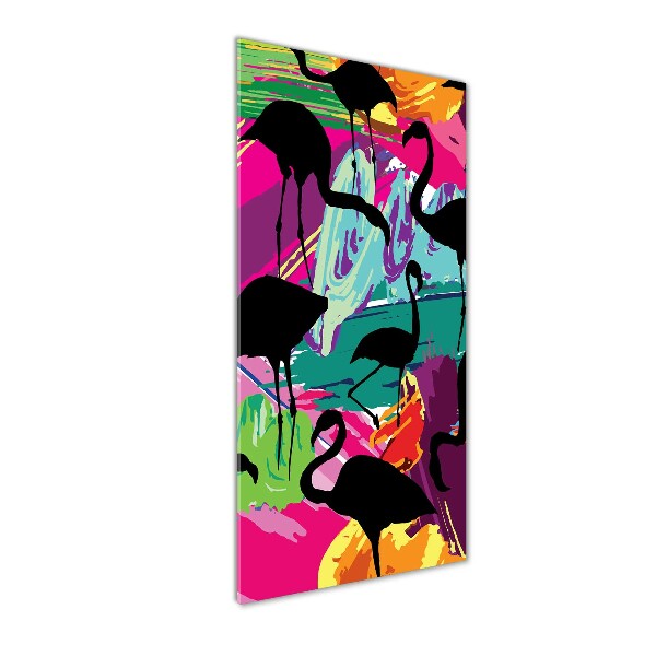 Modernes Acrylbild vertikal Flamingos