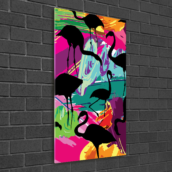 Modernes Acrylbild vertikal Flamingos