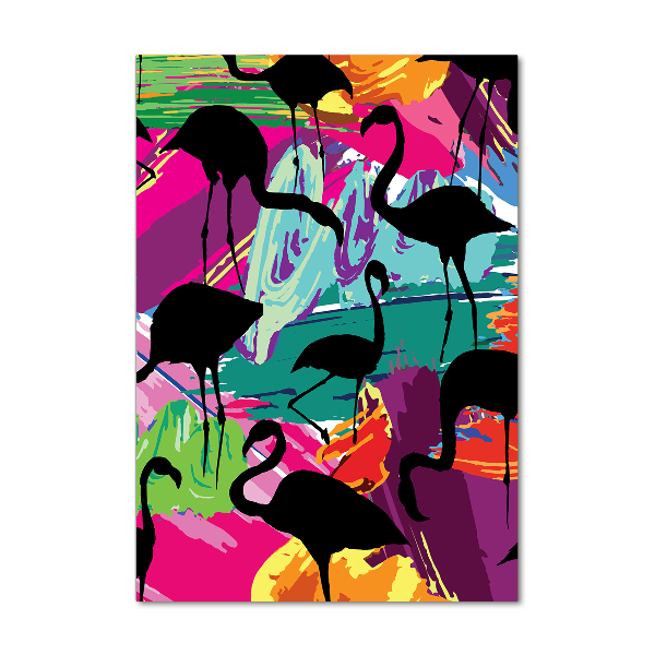 Modernes Acrylbild vertikal Flamingos