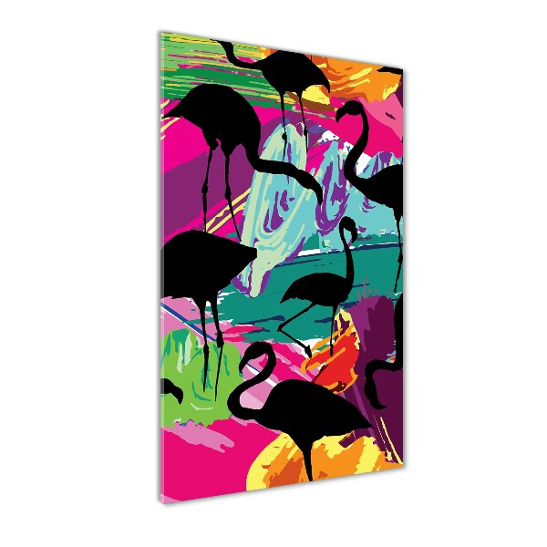 Modernes Acrylbild vertikal Flamingos