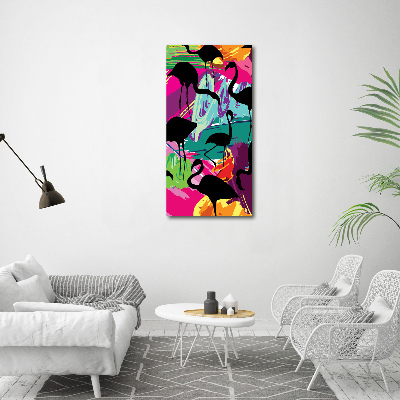 Modernes Acrylbild vertikal Flamingos