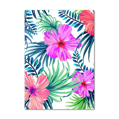 Modernes Acrylbild vertikal Hawaiianische Blumen