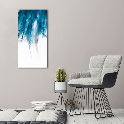 Plexiglasbilder vertikal Blaue Federn