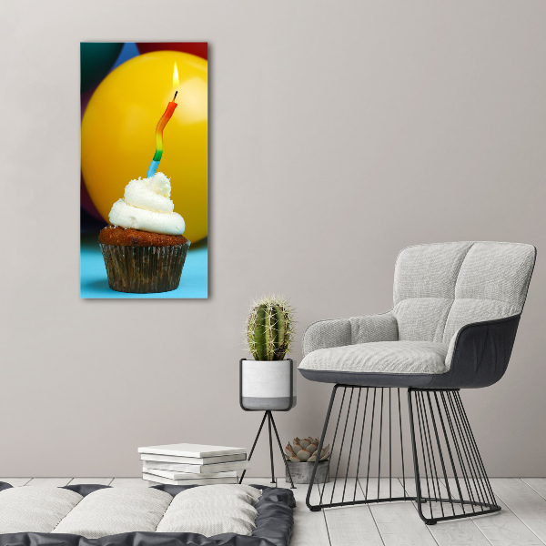 Modernes Acrylbild vertikal Geburtstagscupcake