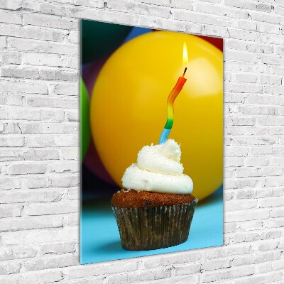 Modernes Acrylbild vertikal Geburtstagscupcake