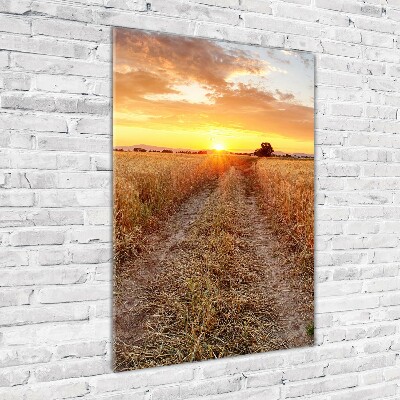Modernes Acrylbild vertikal Weizenfeld