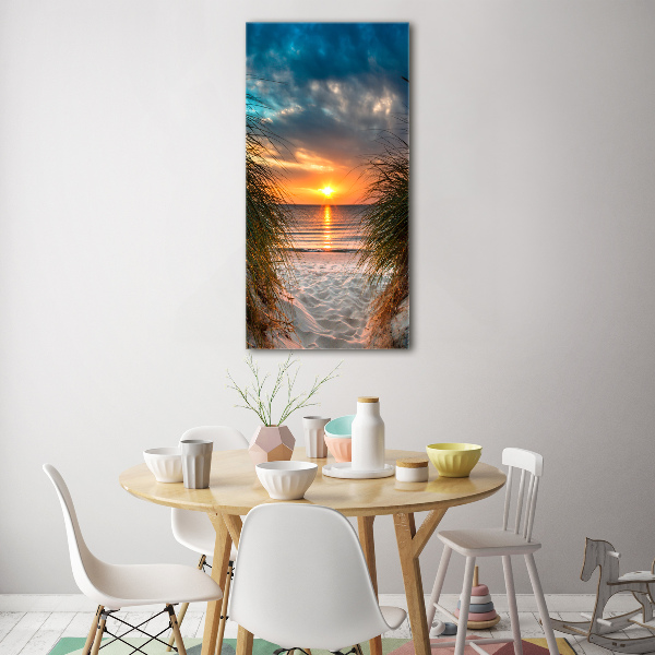 Acrylbild vertikal Sonnenuntergang am Meer