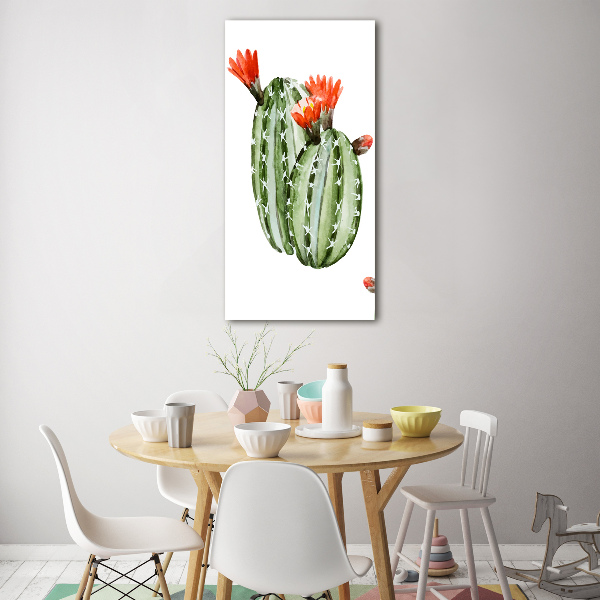 Modernes Acrylbild vertikal Kakteen