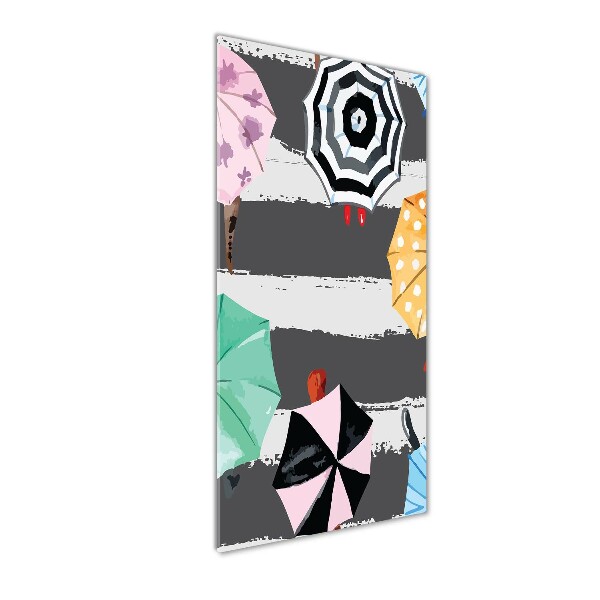 Modernes Acrylbild vertikal Bunte Regenschirme