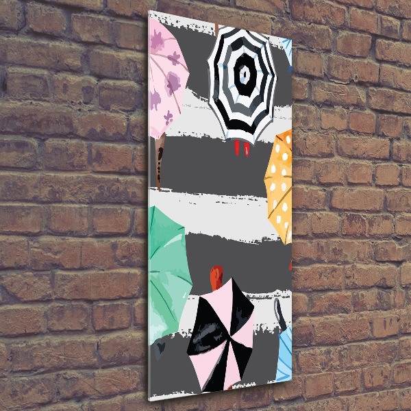Modernes Acrylbild vertikal Bunte Regenschirme