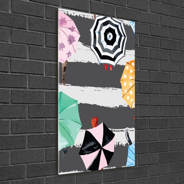 Modernes Acrylbild vertikal Bunte Regenschirme