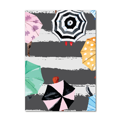 Modernes Acrylbild vertikal Bunte Regenschirme