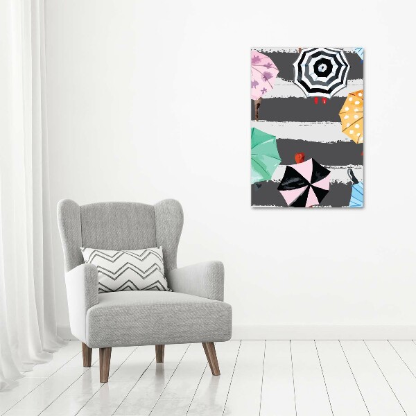 Modernes Acrylbild vertikal Bunte Regenschirme