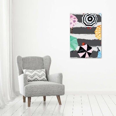 Modernes Acrylbild vertikal Bunte Regenschirme