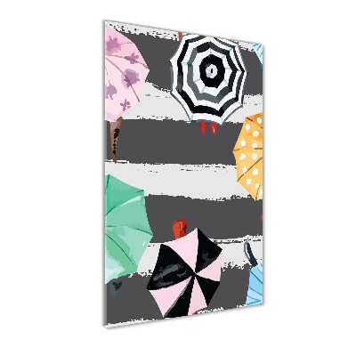 Modernes Acrylbild vertikal Bunte Regenschirme