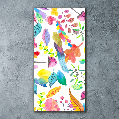 Acrylbild vertikal Blätter und Pilze