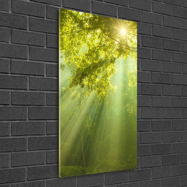 Acrylbild vertikal Die Sonne im Wald