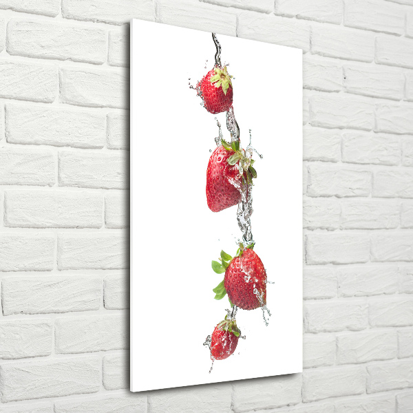 Acrylbild vertikal Erdbeeren