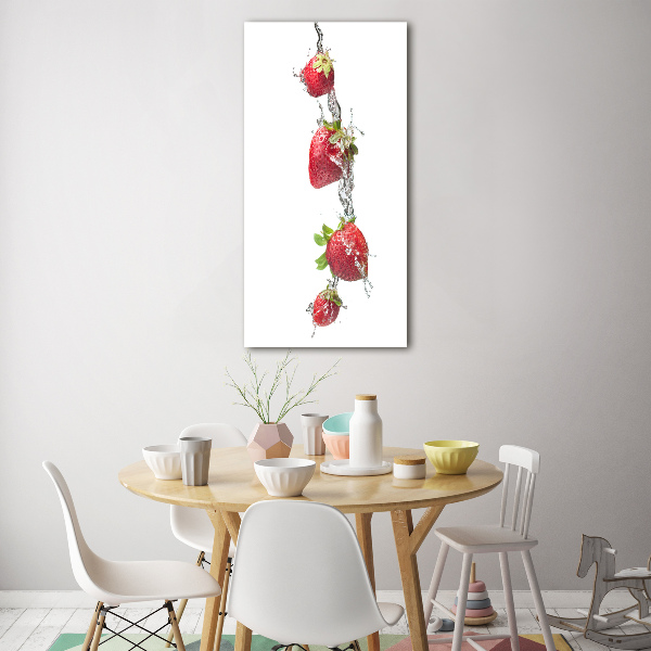 Acrylbild vertikal Erdbeeren