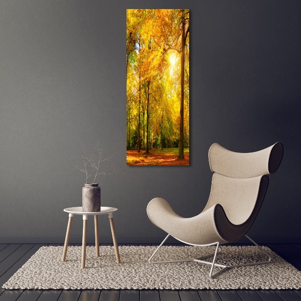 Acrylbild vertikal Wald im Herbst