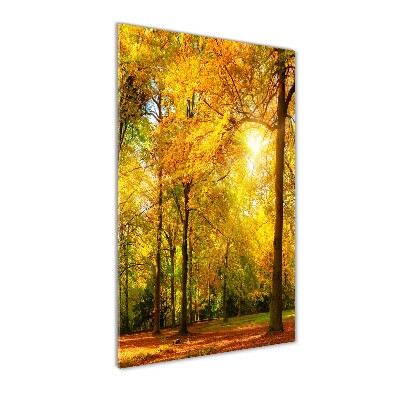 Acrylbild vertikal Wald im Herbst